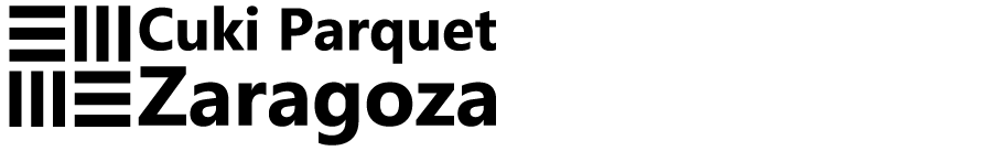 logotipo con un icono de parquet acompañado con tipografia de Cuki Parquet Zaragoza, tamaño de 900x137 px